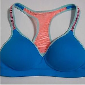 Mesh Seamless Yoga Push up Bra Blue / Orange